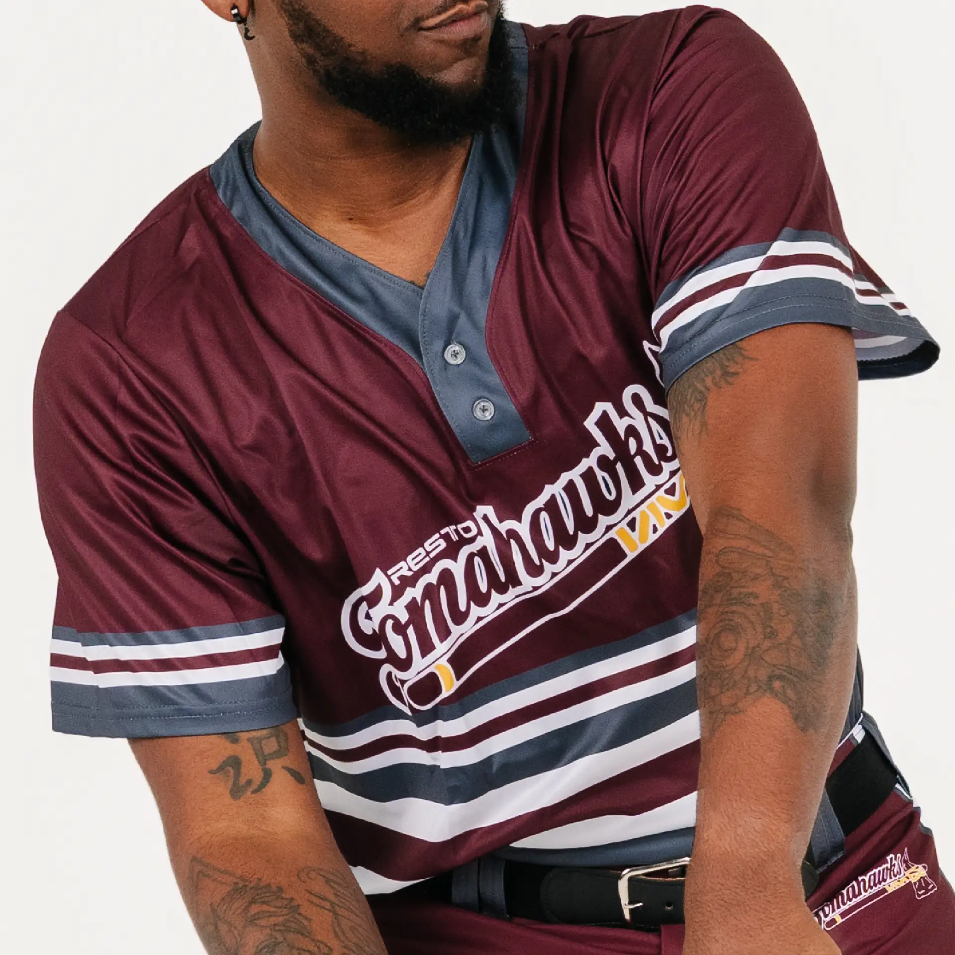 Pro 2-Button Drop V Placketed Baseball Jersey thumbnail 2
