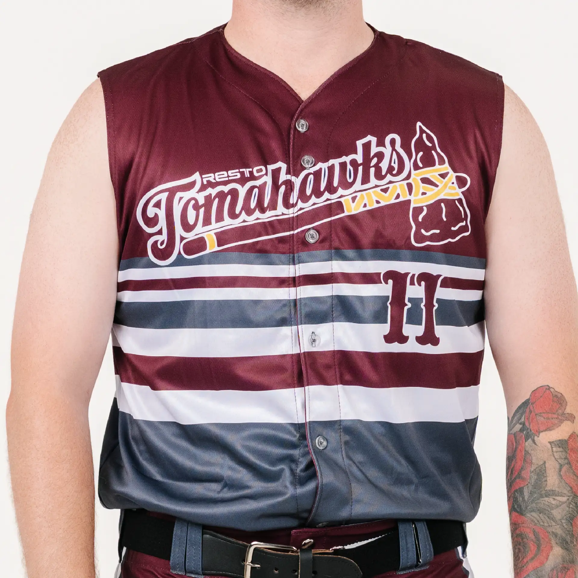 Sleeveless Full-Button Baseball Jersey thumbnail 2