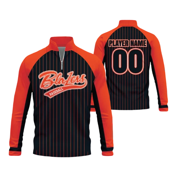 BP Cage Jacket - Long Sleeve Quarter Zip - Blazers - Orange, black