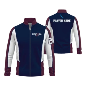 Full Zip Warm Up Jacket - Track Collar - No Pockets - Chautauqua Lake - navy, maroon