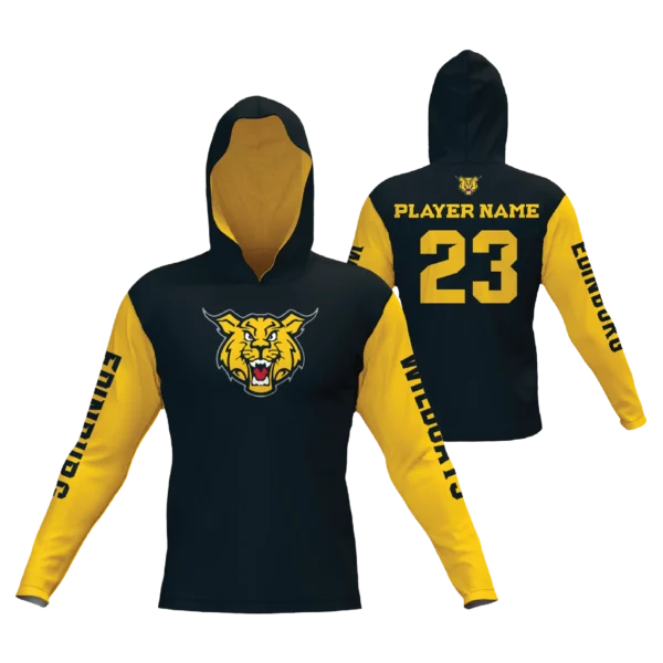 Hooded Long Sleeve Tech Tshirt - Wildcats Black, Yellow