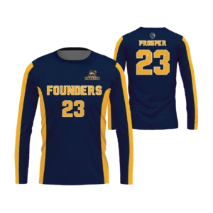 Long Sleeve Crew Neck Compression Neck - Founders - Navy, gold