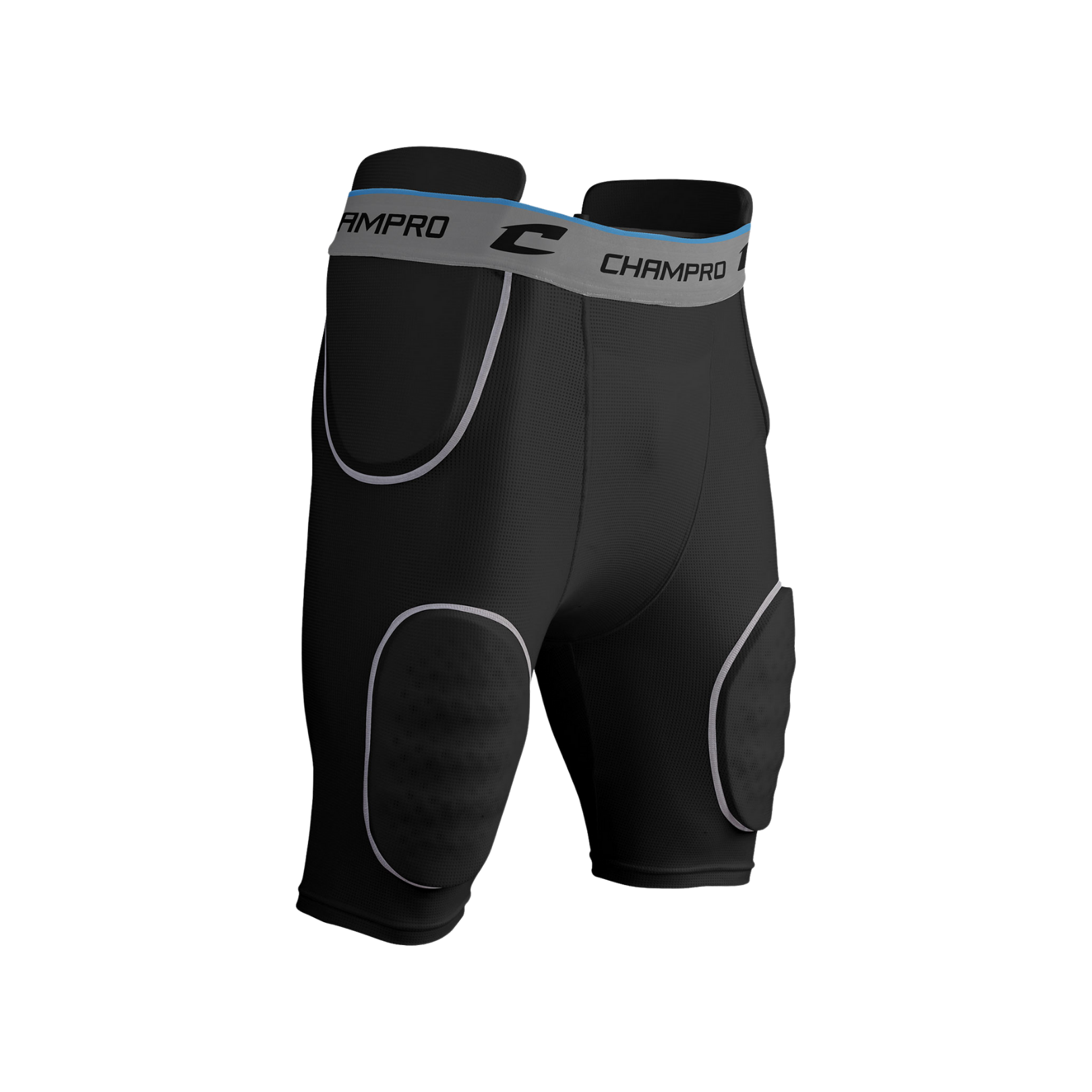 CHAMPRO Formation 5-Pad Integrated Football Girdle, Adult X Large White Grey Trim