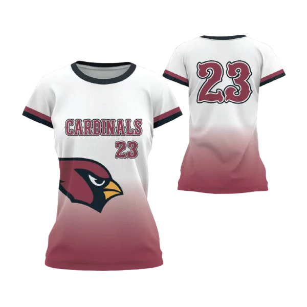 Cap Sleeve Crew Neck Softball Jersey - Cardinals, cardinal and black